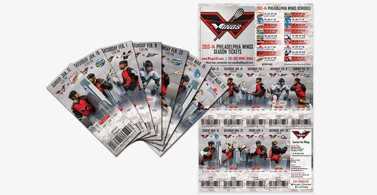 Philadelphia Wings 2014 Marketing Materials; custom season ticket designs