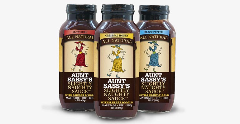 Aunt Sassy Slightly Naughty Sauce Packaging Design