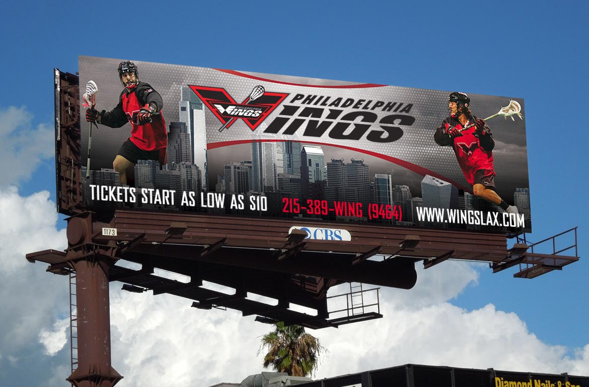 Philadelphia Wings Professional Lacrosse Lax Billboard Ad Advertising Design