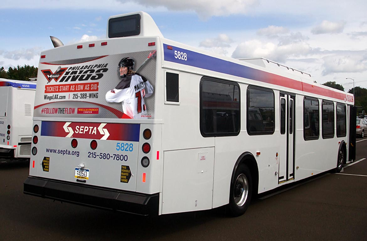 Philadelphia Wings Professional Lacrosse Lax Septa Bus Ad Advertising Sports Design