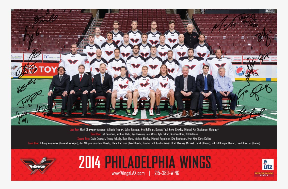 Philadelphia Wings Professional Lacrosse Lax Autograph Poster Sports Design